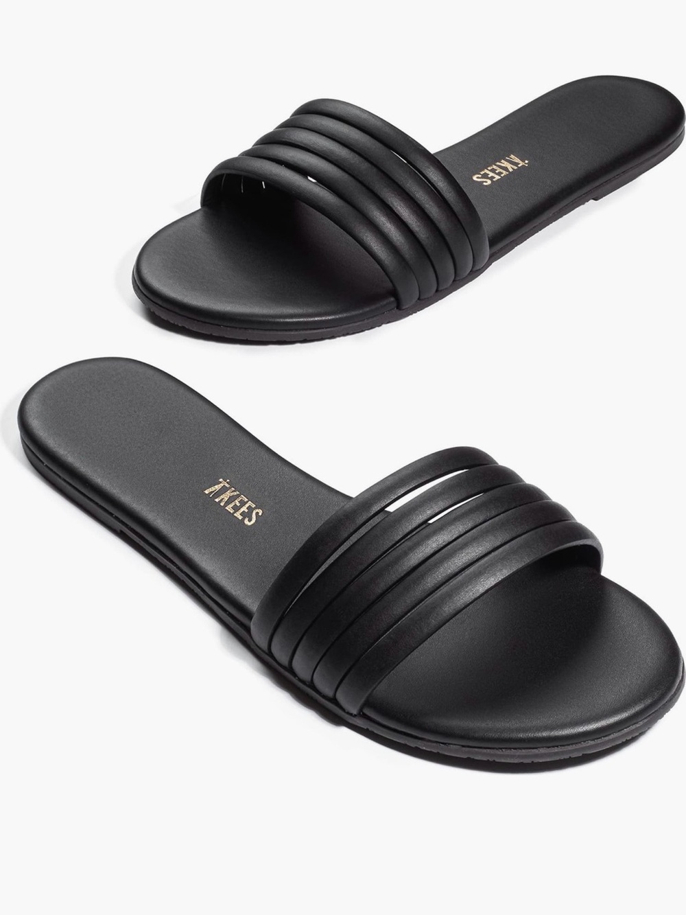 TKEES Black Multi-Band Slide Sandals